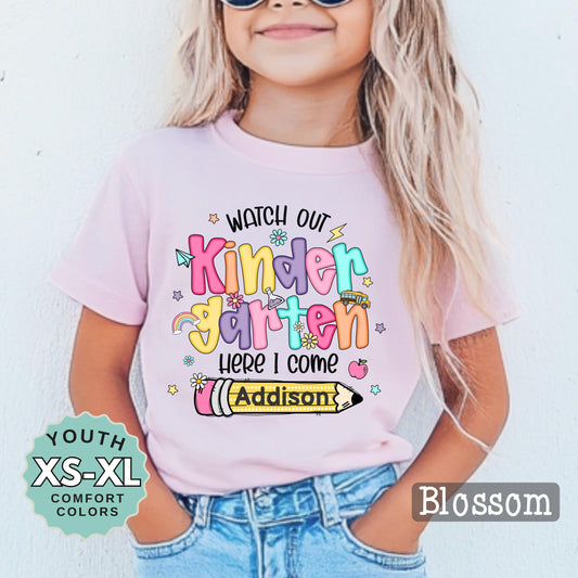 Personalized Kindergarten Shirt: First Day of School Tee, Custom Name