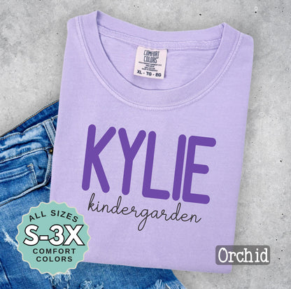 Personalized Kindergarten Shirt: First Day of School Outfit, Comfort Colors Tee