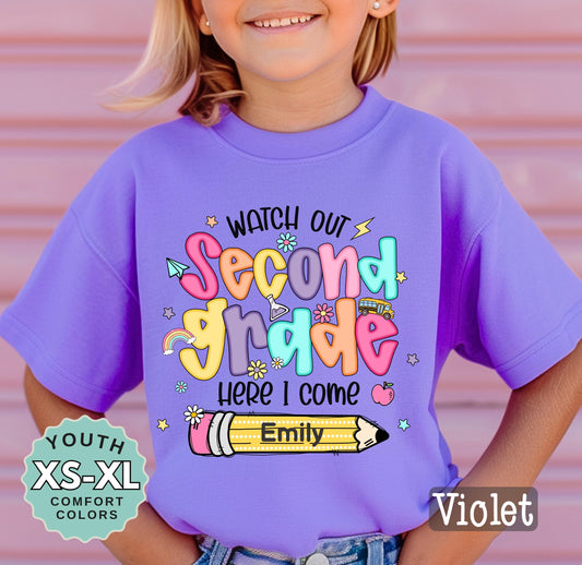 Personalized Second Grade Back to School Shirt: Custom Name Tee