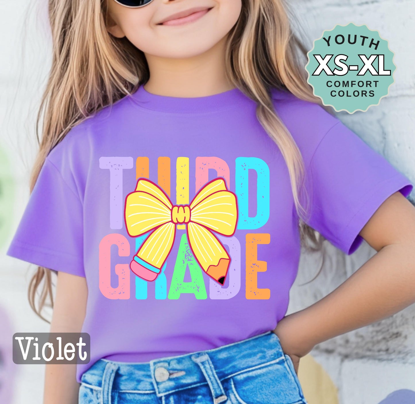 Third Grade Girl Shirt: Back To School Tee - 100% Cotton