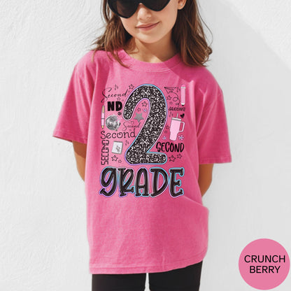 Second Grade Girl Shirt Back to School Tee 2nd Grade First Day Outfit for Daughter Cute Kids T-Shirt, School Photos, Gift for Second Grade