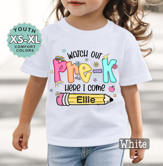 Personalized Pre-K Back to School Shirt: Custom Name, First Day Tee