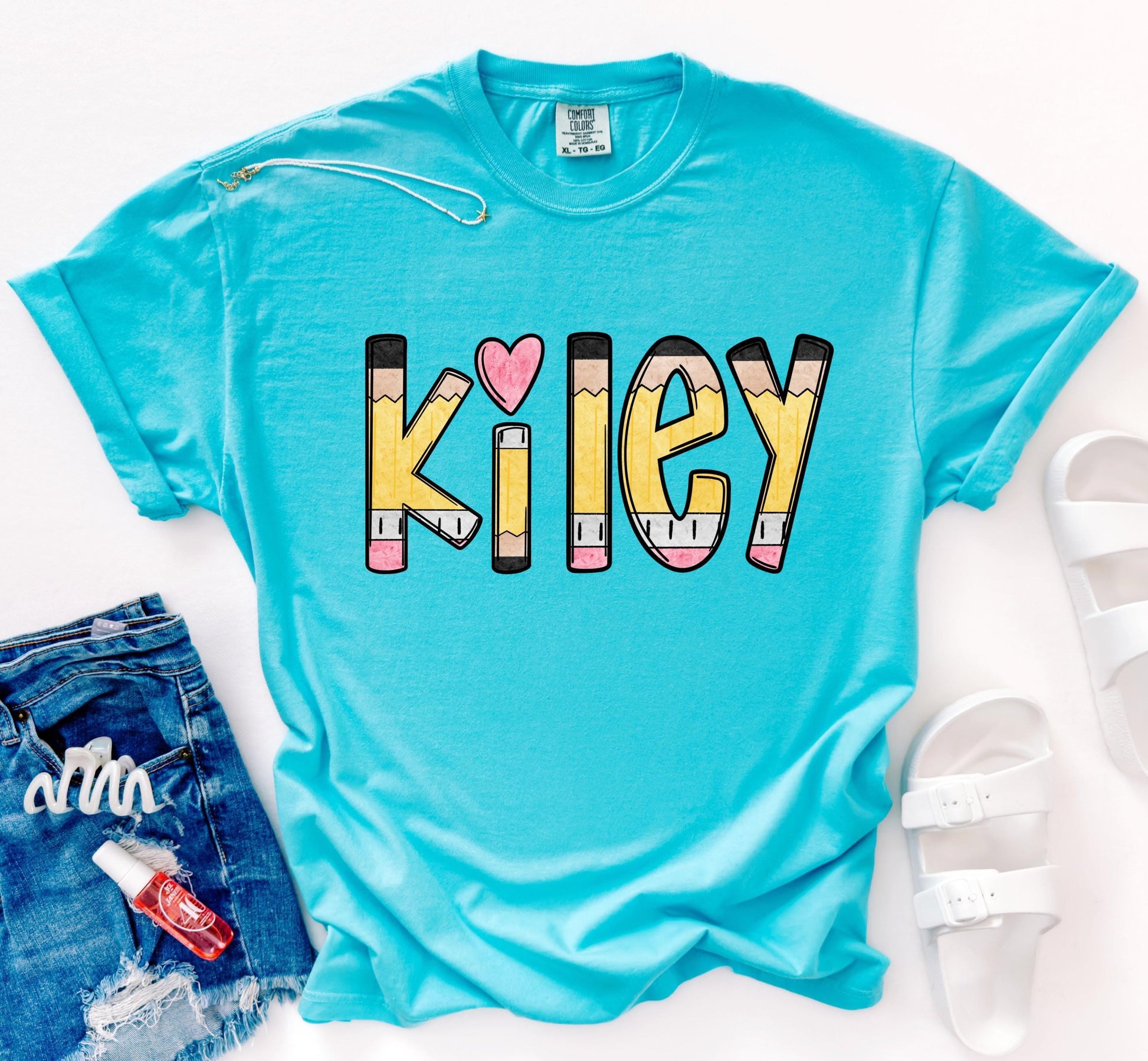 custom name pencil shirt personalized back to school kids tee first day of school shirt name shirt for school personalized outfit for kids