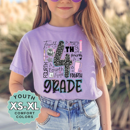 4th grade shirt for girls Comfort Colors youth tee fourth grade back to school outfit school photo tee meet the teacher girls school shirt