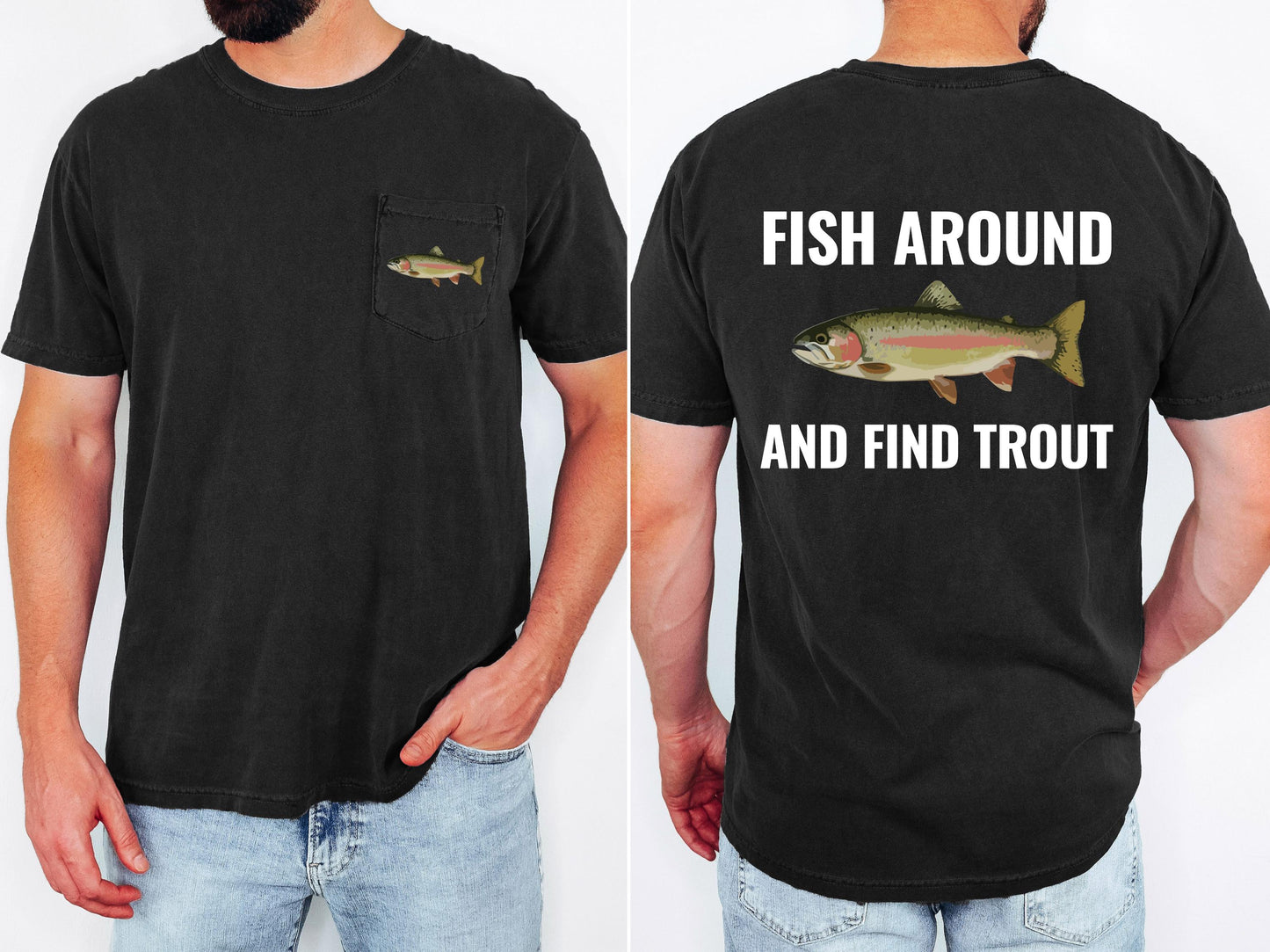 fish around and find out pocket t-shirt funny fishing shirt
