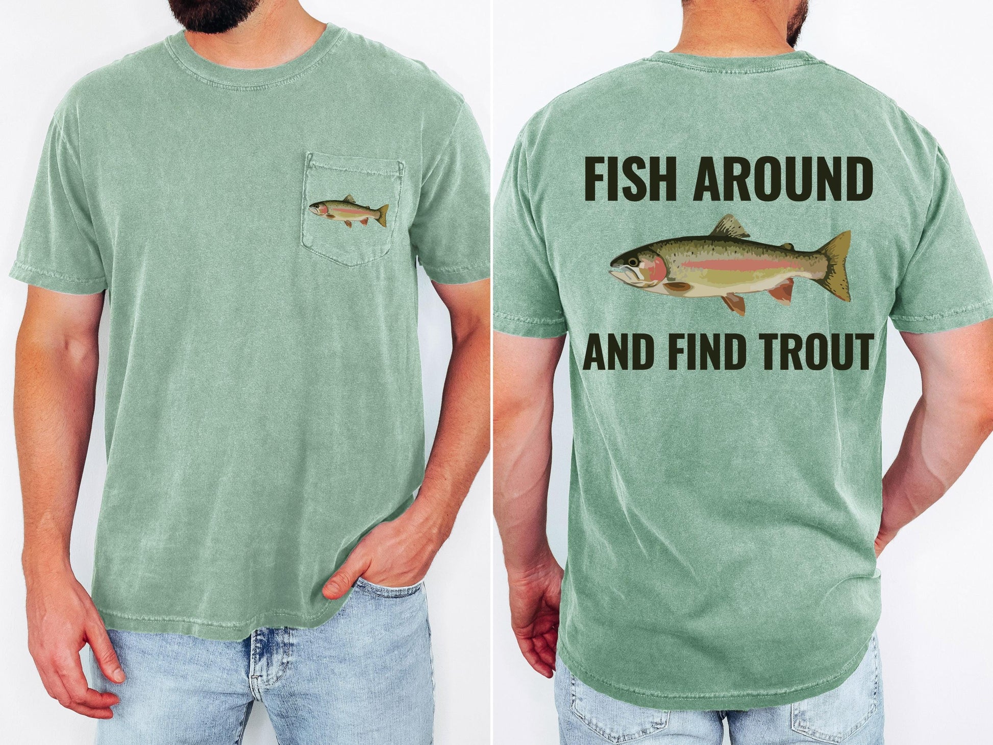 fish around and find out pocket t-shirt funny fishing shirt