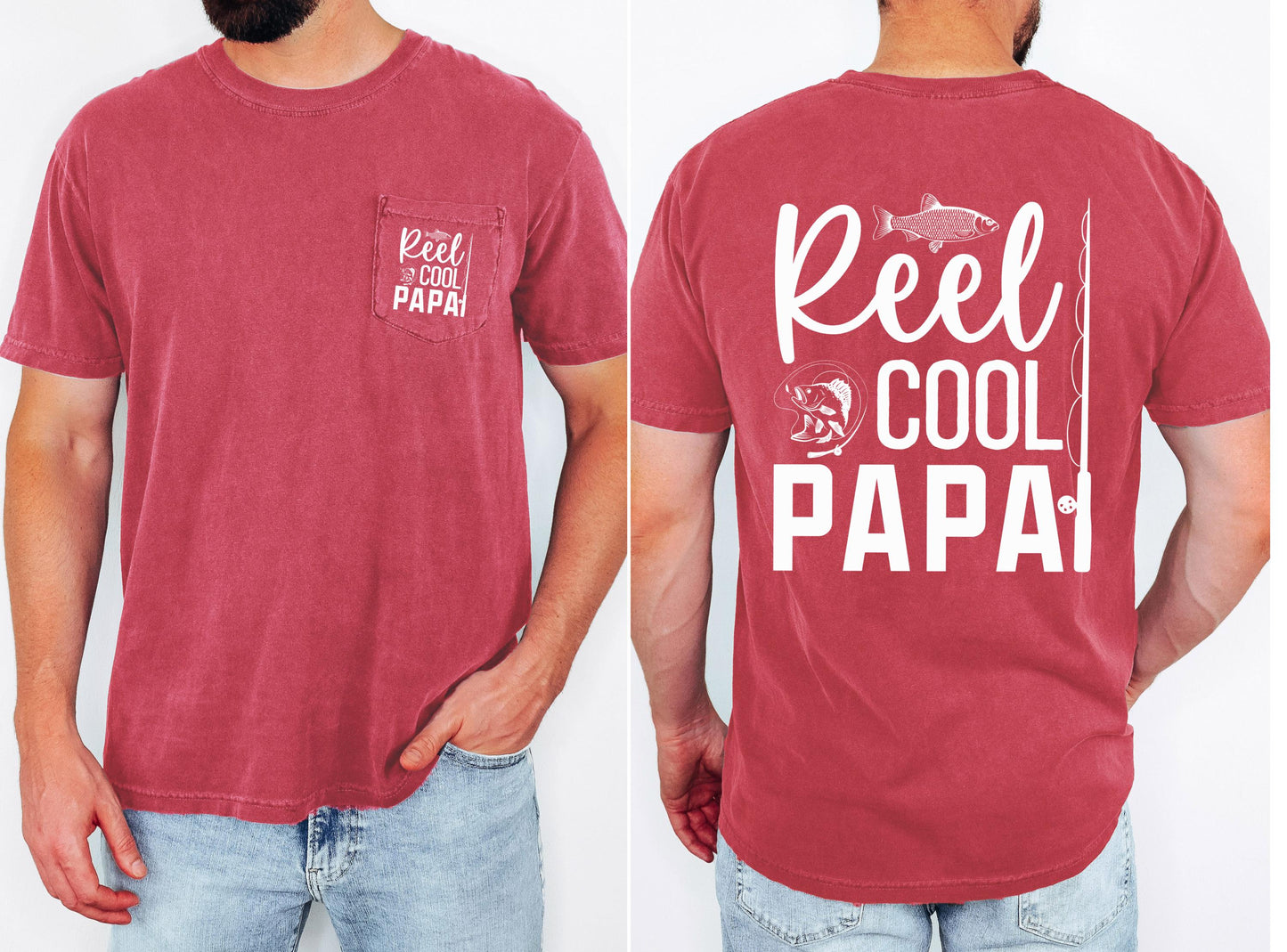 reel cool papa comfort colors pocket tee fishing tshirt funny dad shirt fathers day gift lake day top boat trip fisherman tee outdoor life