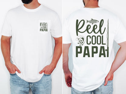 reel cool papa comfort colors pocket tee fishing tshirt funny dad shirt fathers day gift lake day top boat trip fisherman tee outdoor life