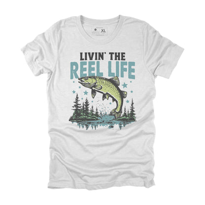 Livin the Reel Life Sarcastic Fishing T-shirt, Funny Fishing Gift for Men
