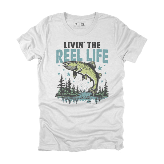 Livin the Reel Life Sarcastic Fishing T-shirt, Funny Fishing Gift for Men