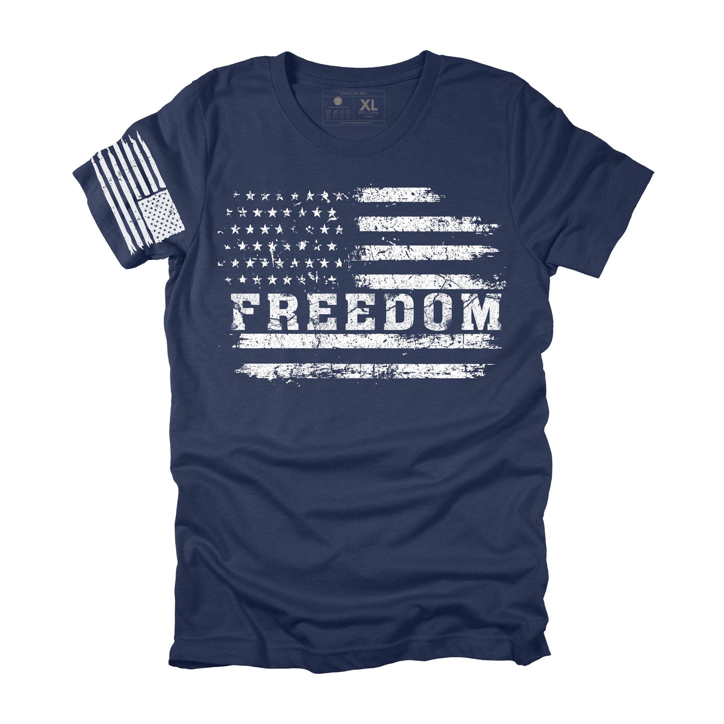 USA Distressed Freedom Flag Men T Shirt Patriotic American Tee XS-3XL