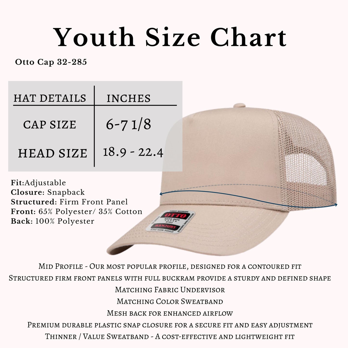 Youth Family Vacation Hat – Otto 32-285 Trucker Cap, Send your logo