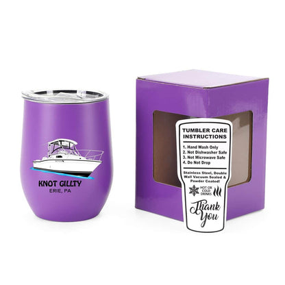 12 oz insulated wine tumbler custom logo boating cup stainless steel boat drinkware gift with lid