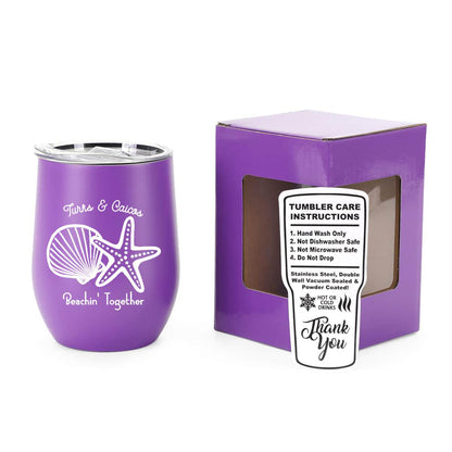 12 oz insulated wine tumbler custom logo vacation cup stainless steel travel drinkware gift with lid