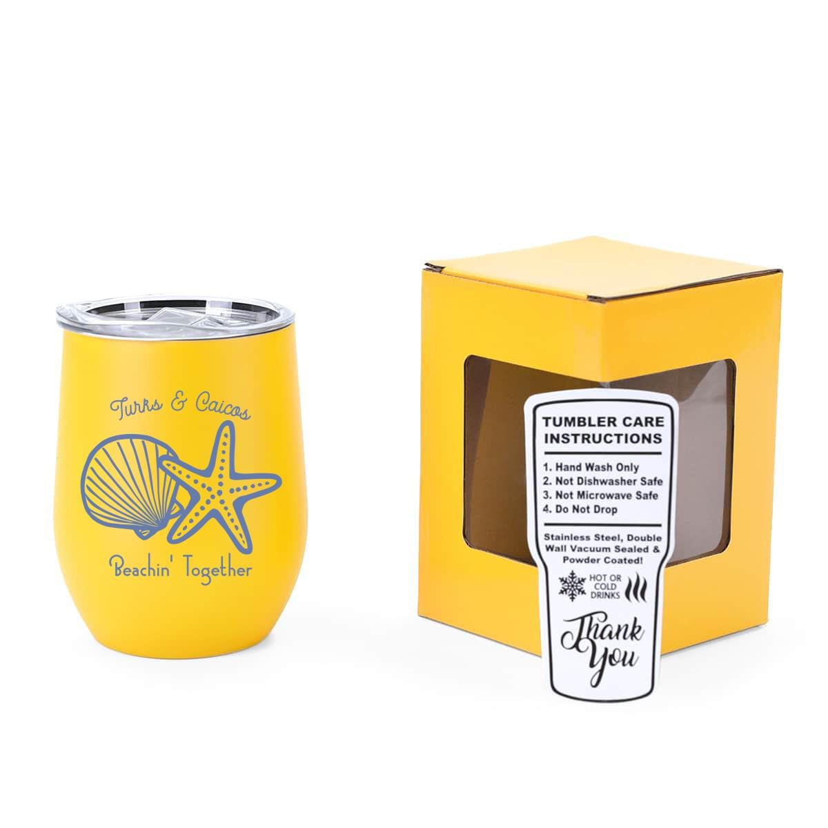 12 oz insulated wine tumbler custom logo vacation cup stainless steel travel drinkware gift with lid