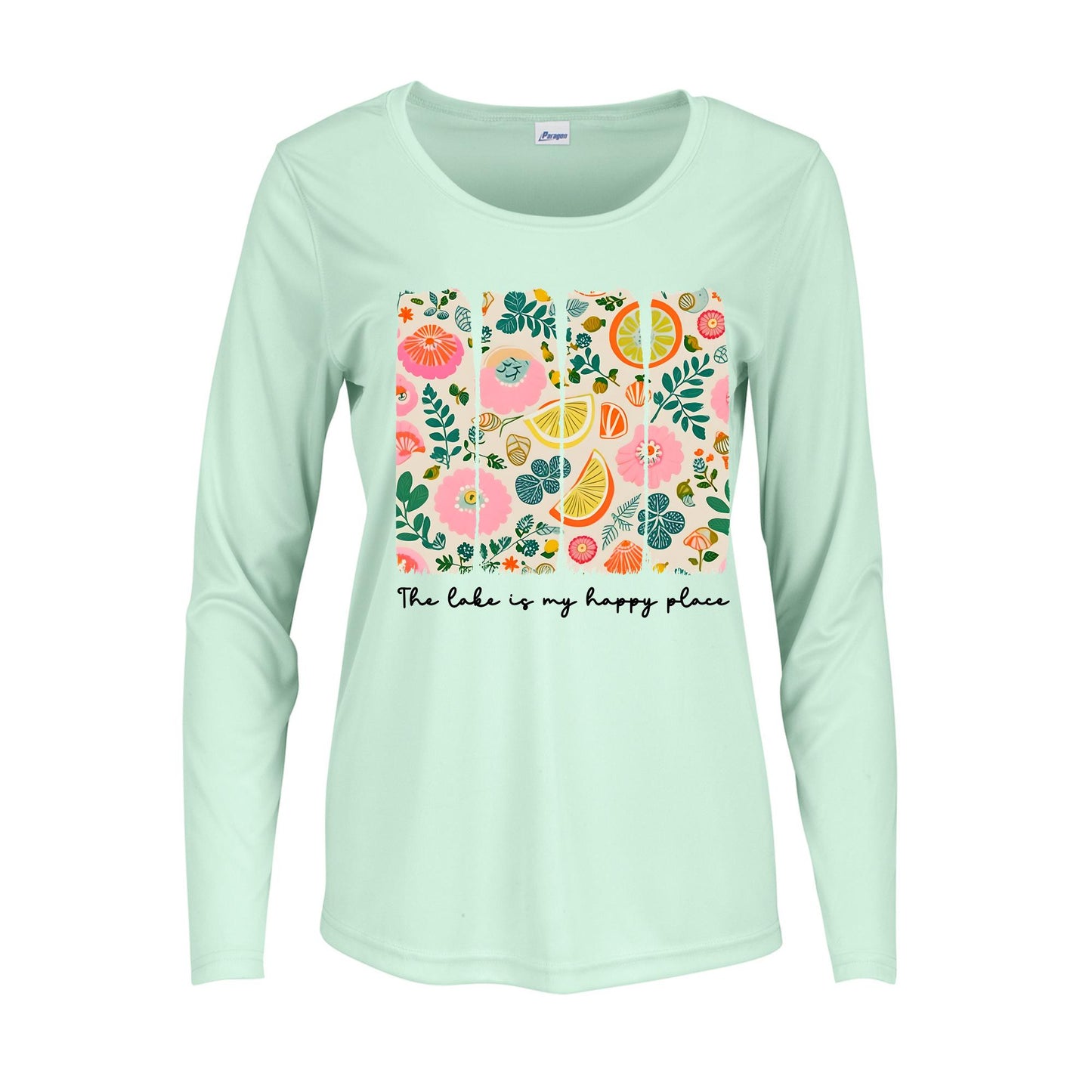 Ladies UPF 50 Lake Shirt The Lake Is My Happy Place | Women's Long Sleeve Sun Shirt | Lake Life Shirt | Boating Shirt | Lake Vacation Shirt