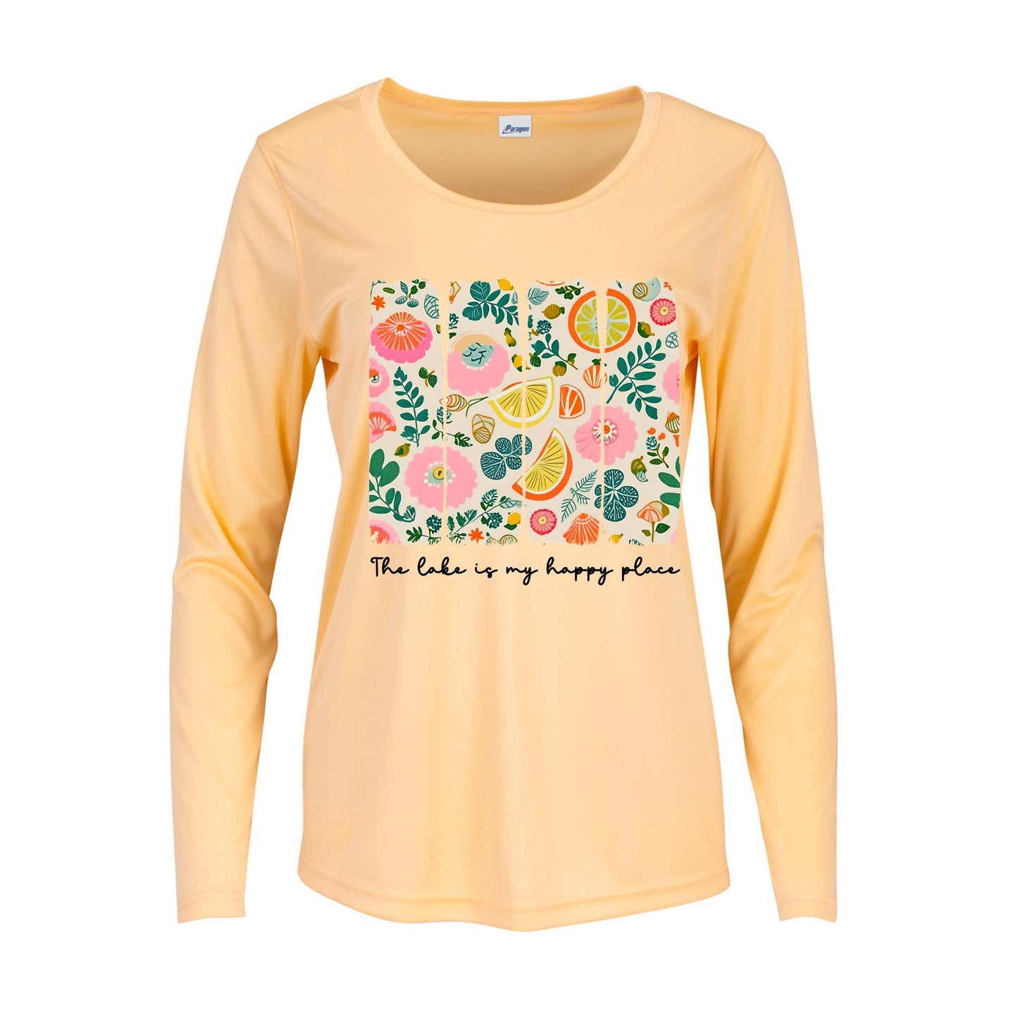 Ladies UPF 50 Lake Shirt The Lake Is My Happy Place | Women's Long Sleeve Sun Shirt | Lake Life Shirt | Boating Shirt | Lake Vacation Shirt