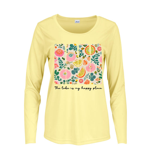 Ladies UPF 50 Lake Shirt The Lake Is My Happy Place | Women's Long Sleeve Sun Shirt | Lake Life Shirt | Boating Shirt | Lake Vacation Shirt