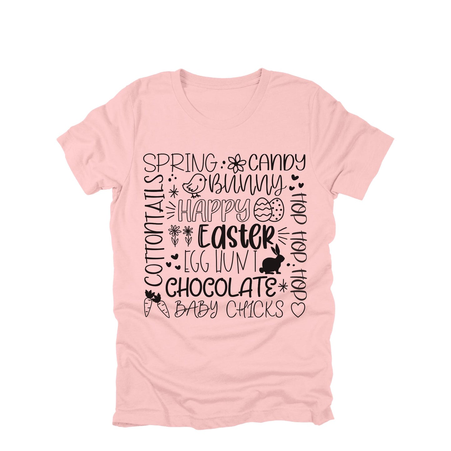 Happy Easter Shirt, Cute Easter Words Shirt, Easter Bunny Chick Egg Hunt Tee, Spring Easter Graphic Tee, Easter Holiday Shirt