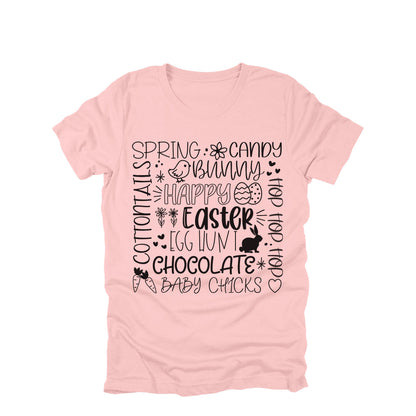 Happy Easter Shirt, Cute Easter Words Shirt, Easter Bunny Chick Egg Hunt Tee, Spring Easter Graphic Tee, Easter Holiday Shirt