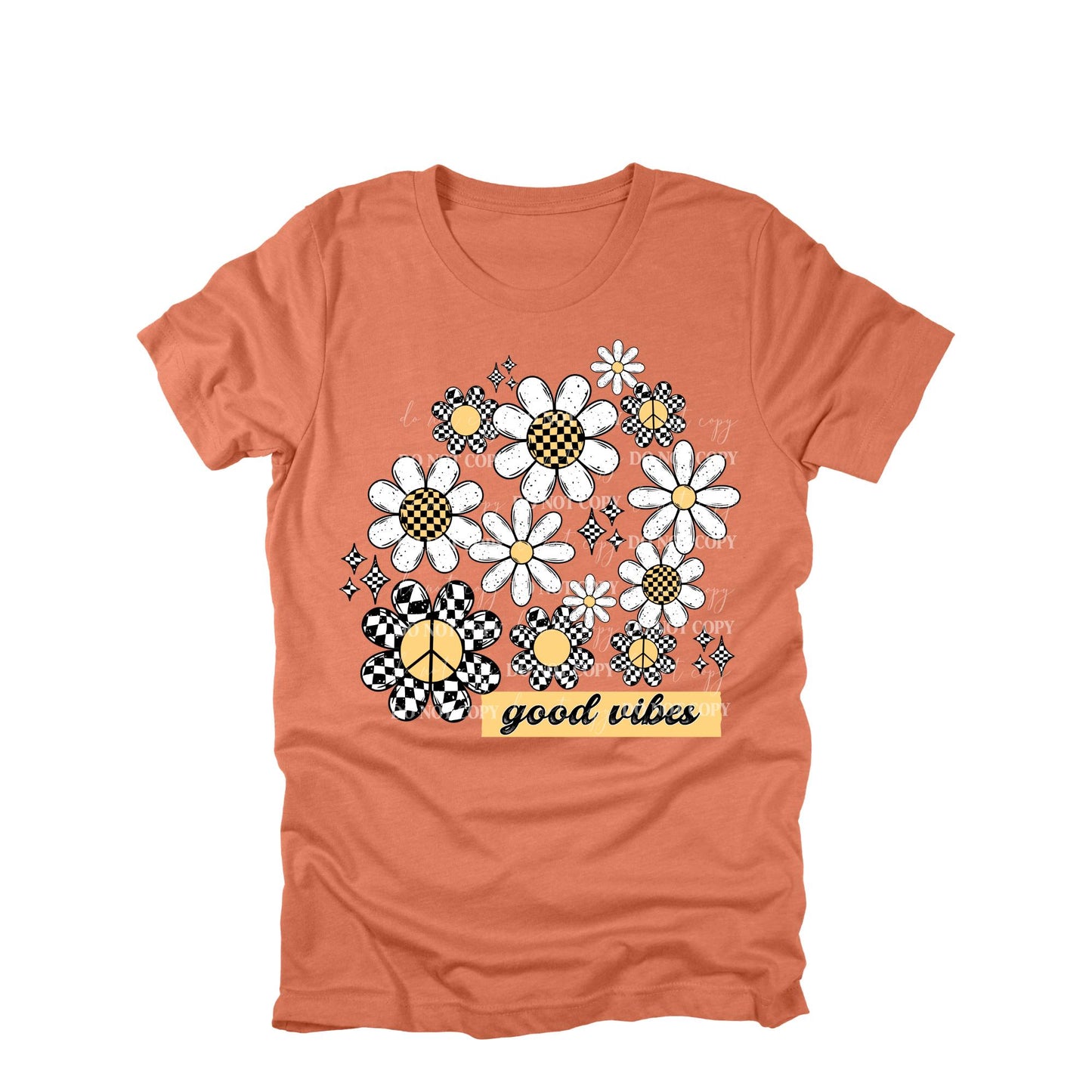 Good Vibes Daisy Shirt, Retro Checkered Daisy Tee, Groovy Flower Shirt, Peace Sign Daisy Shirt, Vintage Floral Graphic Tee, Boho Daisy Shirt