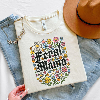 Feral Mama Floral Shirt - Soft, Comfortable Cotton Tee