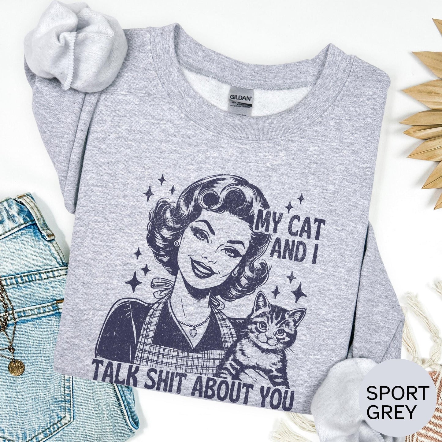 My Cat and I talk Shit about you Shirt, Funny Rude Cat Tee, Sarcastic Cat Lover T-Shirt, Sassy Pet Humor Graphic Tee, Edgy Cat Attitude Top