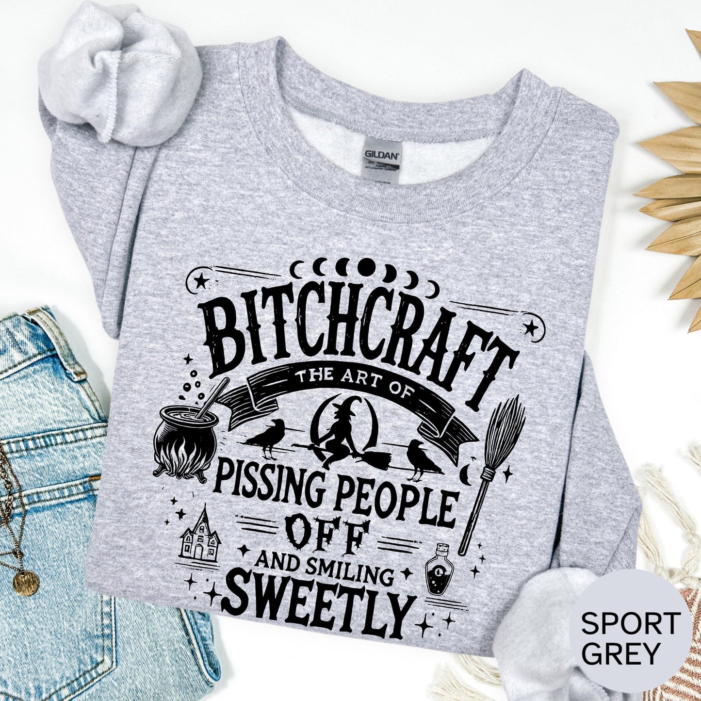 bitchcraft witchy halloween shirt funny witch t-shirt sassy fall graphic tee sarcastic saying spooky season top witch vibes shirt
