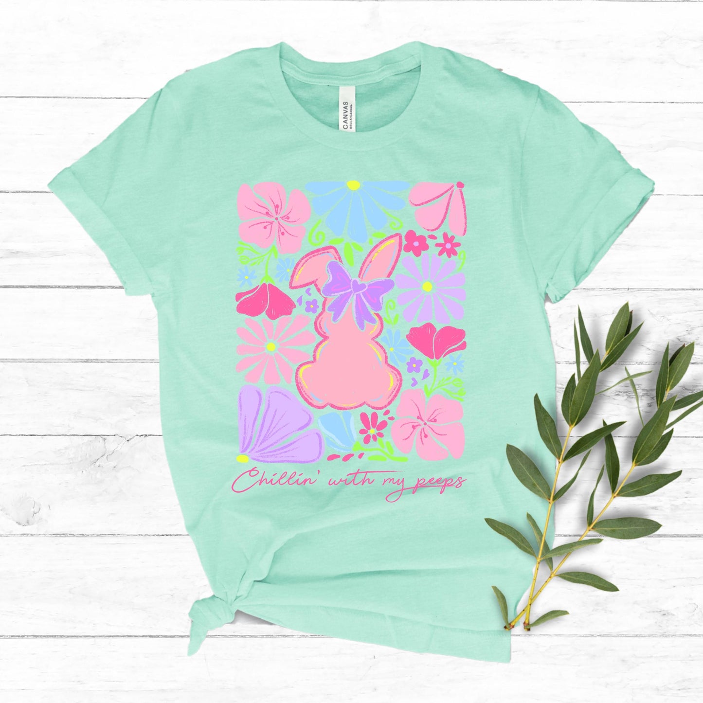 Happy Easter Shirt Floral Bunny - Kids Easter T-shirt Adult, Youth, Toddler Soft, Comfortable Cotton Tee