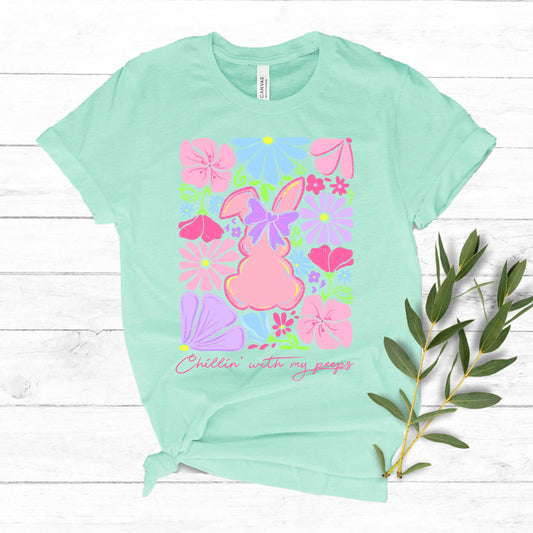 Happy Easter Shirt Floral Bunny - Kids Easter T-shirt Adult, Youth, Toddler Soft, Comfortable Cotton Tee