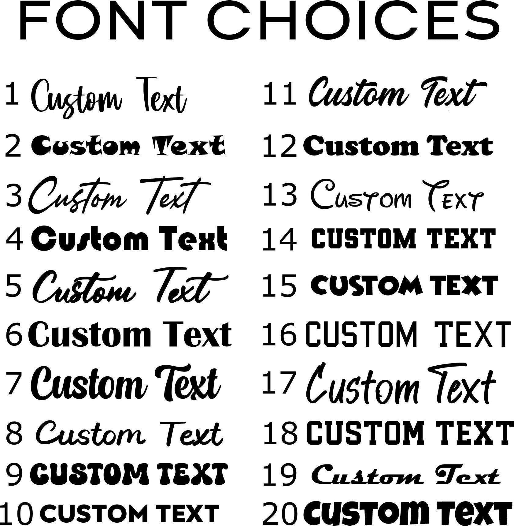 a collection of font choices, including various custom text styles and font types.