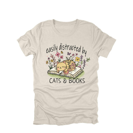 Easily Distracted by Cats and Books Shirt, Cat Lover Reading Tee, Cute Cat Book Shirt, Book Lover Gift, Teacher Librarian Shirt, Cat Tee