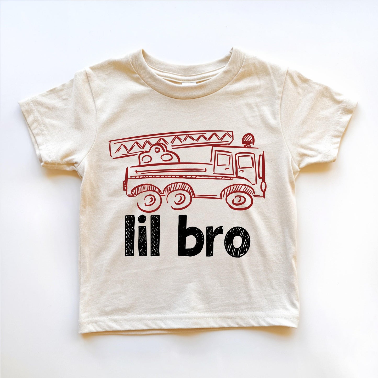 Little Brother Fire Engine Shirt: Sibling Gift, Baby Announcement