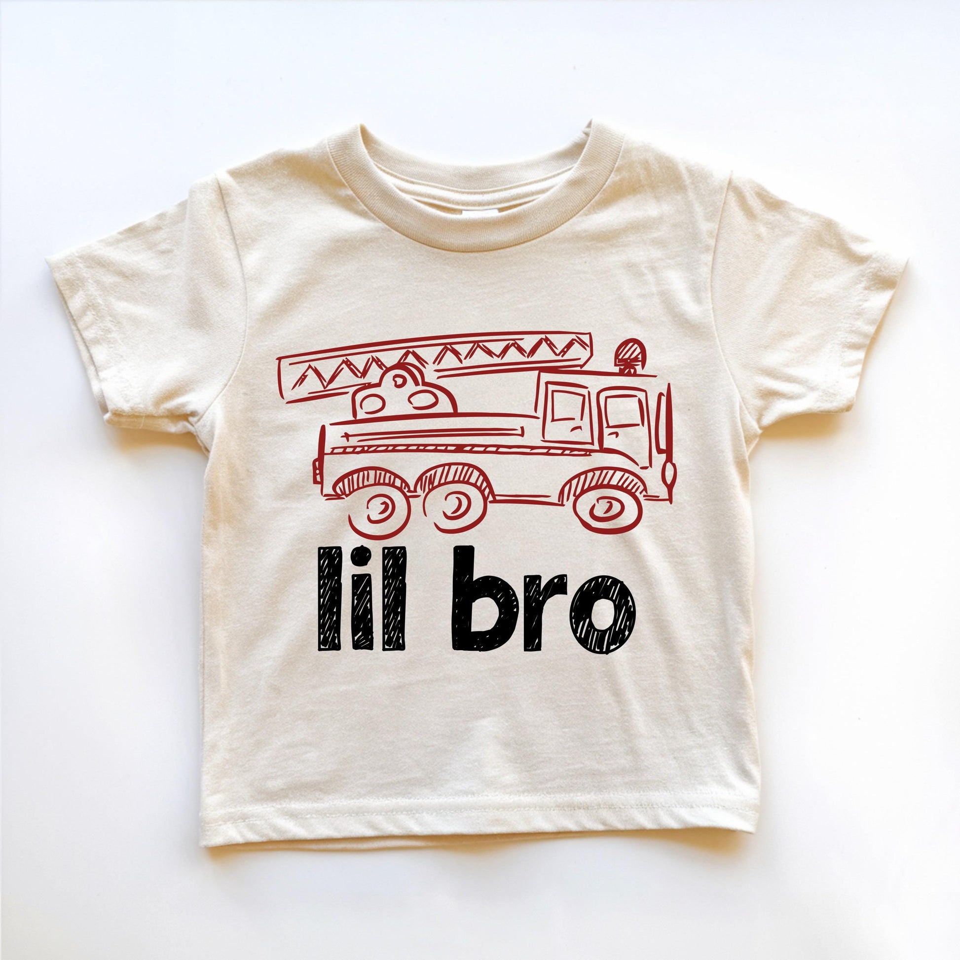 Little Brother Fire Engine Shirt: Sibling Gift, Baby Announcement