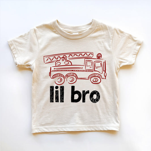 Little Brother Fire Engine Shirt: Sibling Gift, Baby Announcement