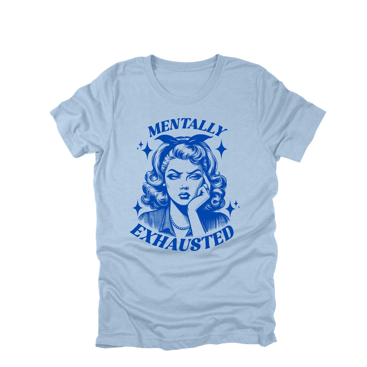 Mentally Exhausted Shirt Retro Woman Graphic Tee Funny Mental Health Humor