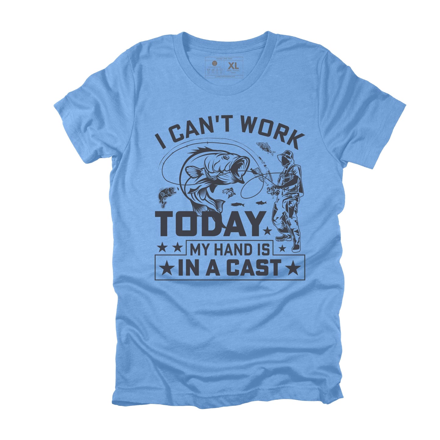 I Can't Work Today My Hand is in a Cast Sarcastic Fishing T-shirt, Funny Fishing Gift for Men