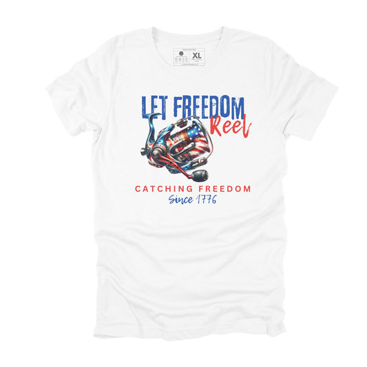 Let Freedom Reel Patriotic Fishing T-shirt, Funny Fishing Gift for Men