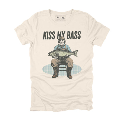 Kiss My Bass Sarcastic Fishing T-shirt, Funny Fishing Gift for Men