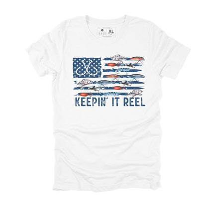 Keepin it Reel Patriotic Fishing T-shirt, Funny Fishing Gift for Men