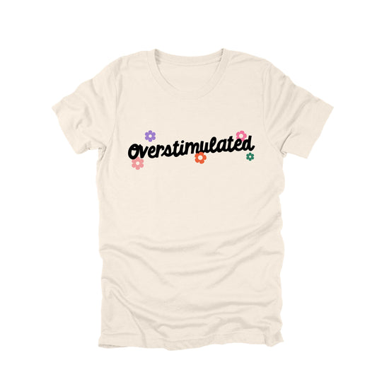 Overstimulated Shirt Funny Mental Health Humor Graphic Tee Cute Flower Quote