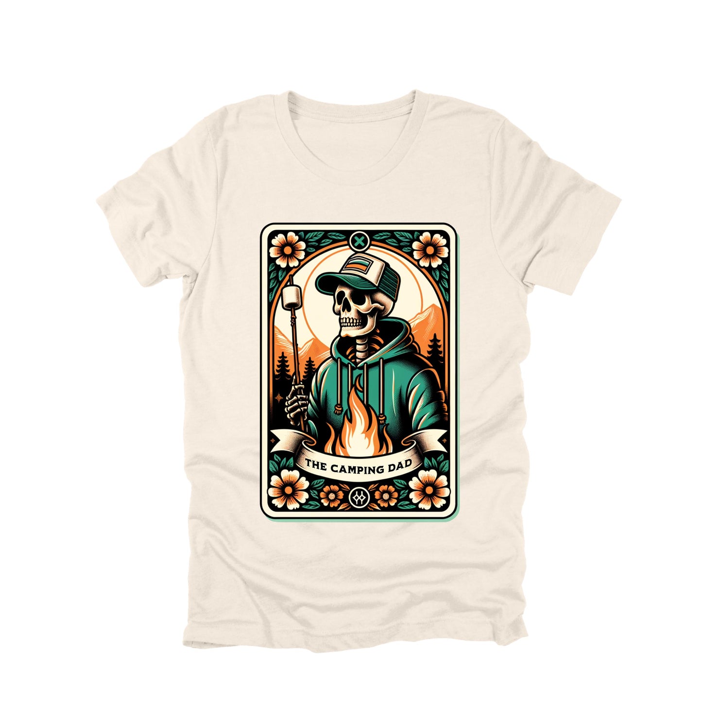 Camping Dad Shirt Skeleton Campfire Graphic Tee Funny Outdoor Camping Father Shirt