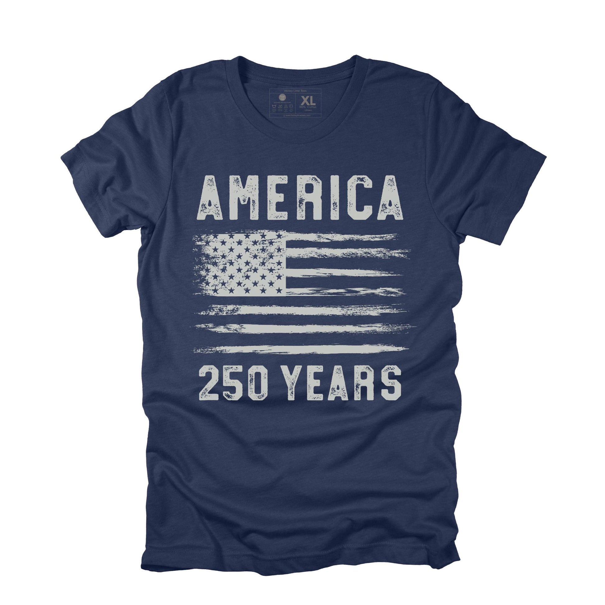 USA America 250 Years Distressed Freedom Flag Men T Shirt Patriotic American Tee XS-3XL