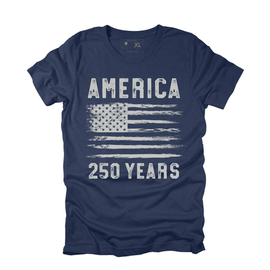 USA America 250 Years Distressed Freedom Flag Men T Shirt Patriotic American Tee XS-3XL