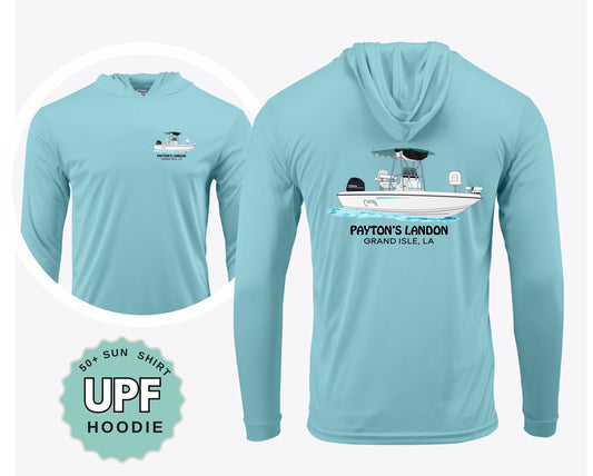 Custom Boat Name UPF 50 Hoodie Long Sleeve Sun Shirt Boating Hoodie