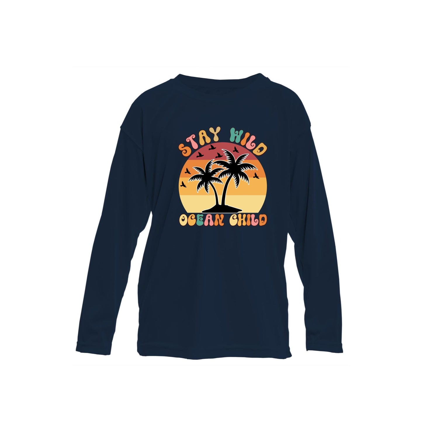 Toddler and Youth UPF50+ Sun Protection Long Sleeve Sunshirt: Stay Wild Ocean Child