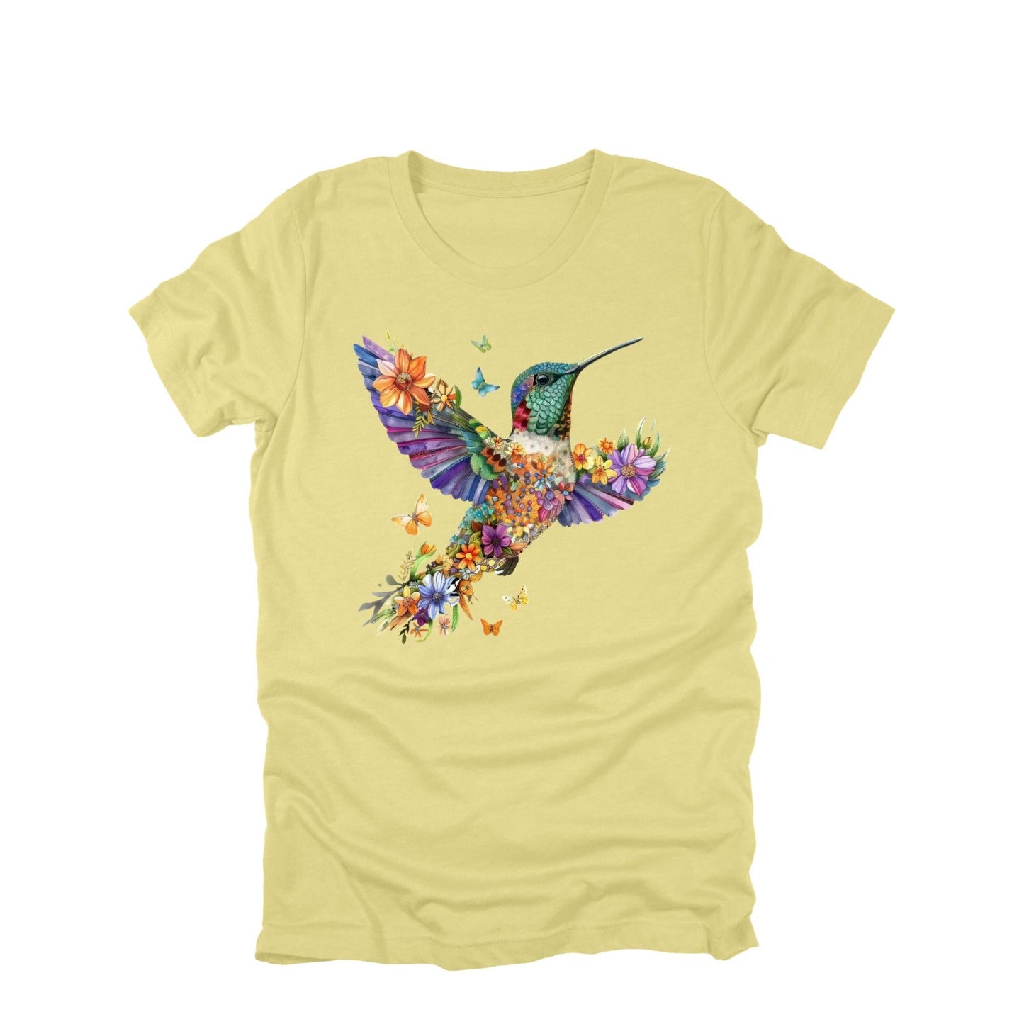 Floral Hummingbird Shirt - Soft, Comfortable Cotton Tee