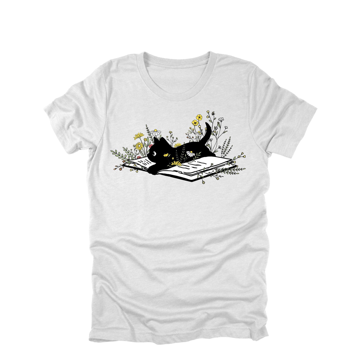 Black Cat Book Shirt, Cat Lover Book Shirt, Reading Cat Tee, Book Lover Shirt, Floral Cat Shirt, Cute Cat Graphic Tee