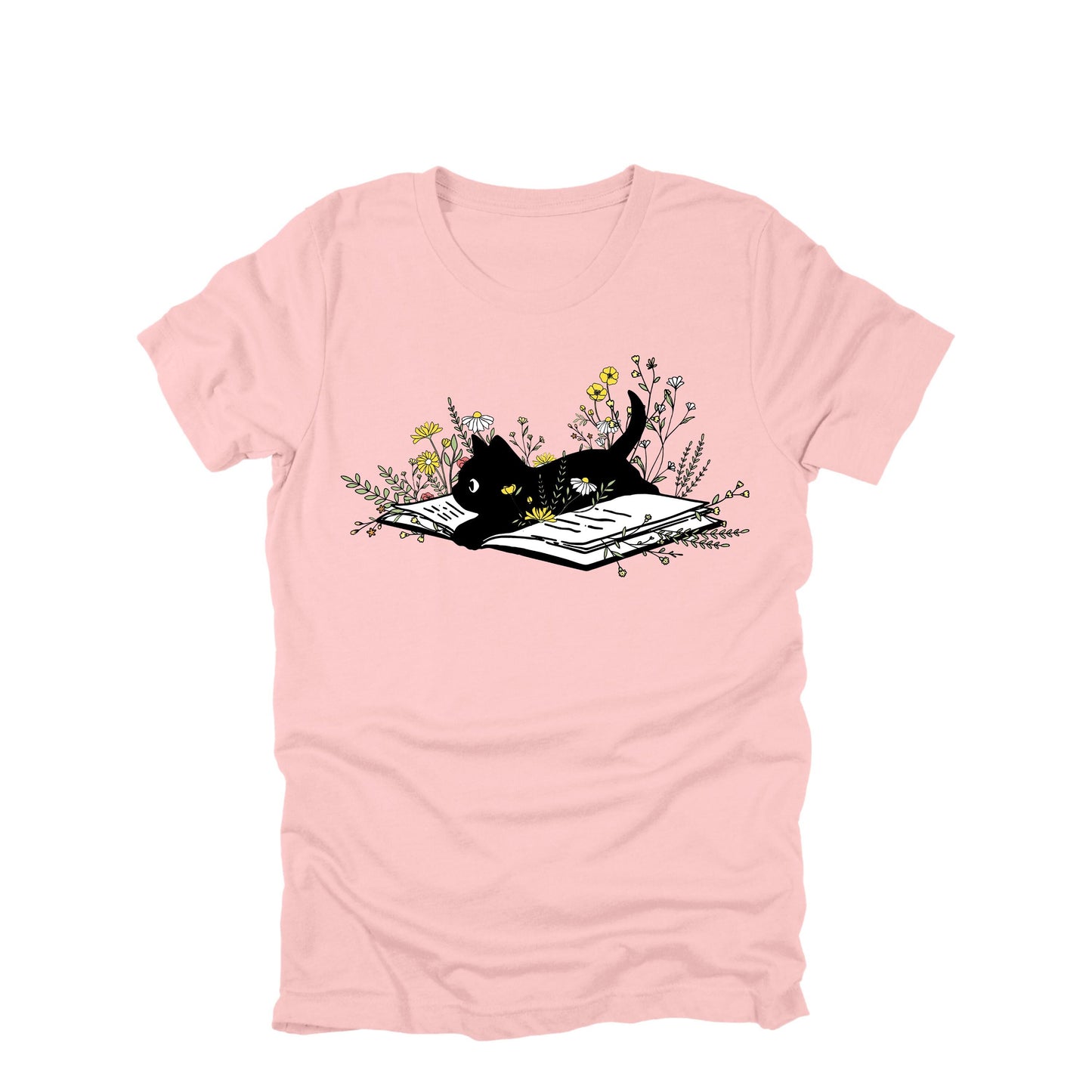 Black Cat Book Shirt, Cat Lover Book Shirt, Reading Cat Tee, Book Lover Shirt, Floral Cat Shirt, Cute Cat Graphic Tee