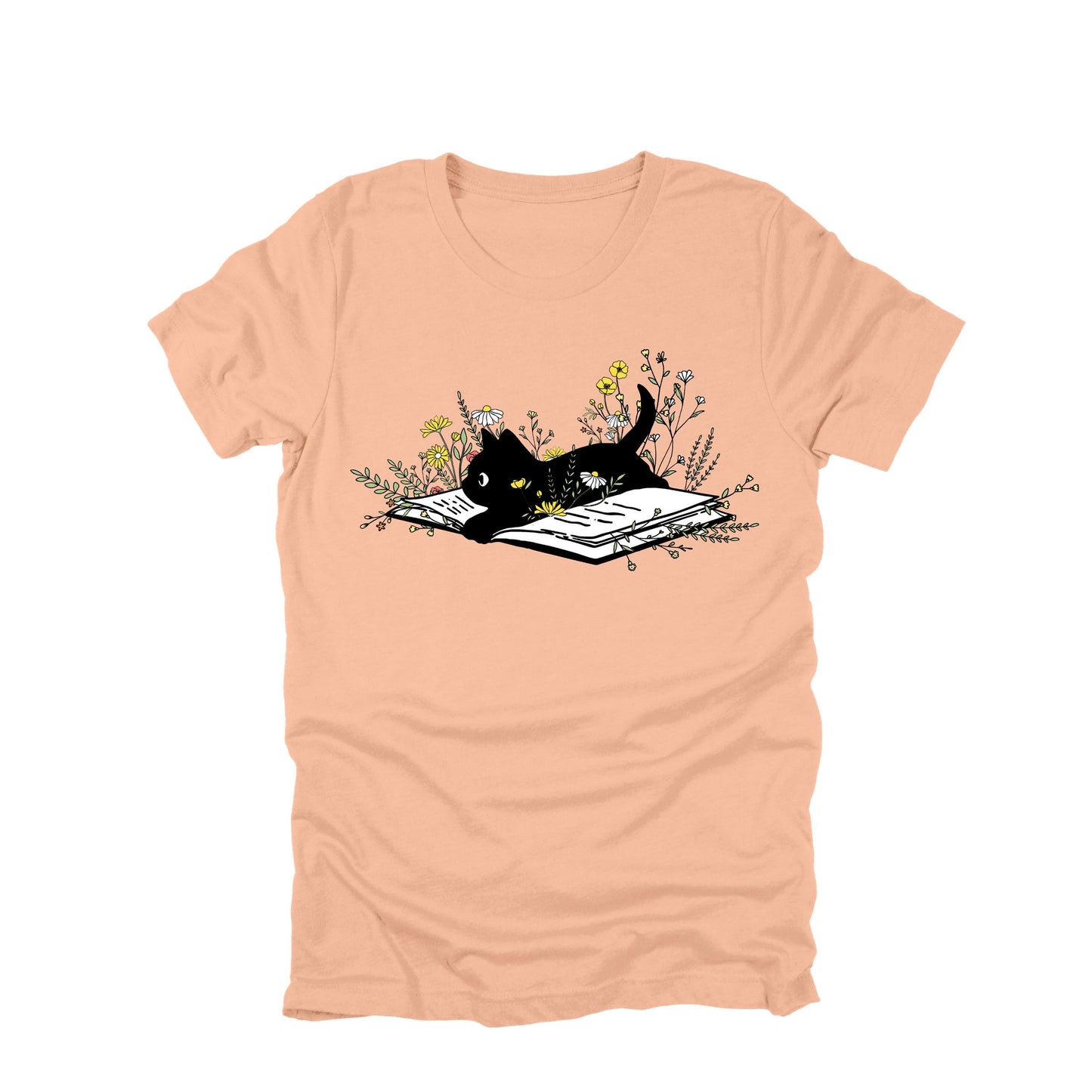 Black Cat Book Shirt, Cat Lover Book Shirt, Reading Cat Tee, Book Lover Shirt, Floral Cat Shirt, Cute Cat Graphic Tee